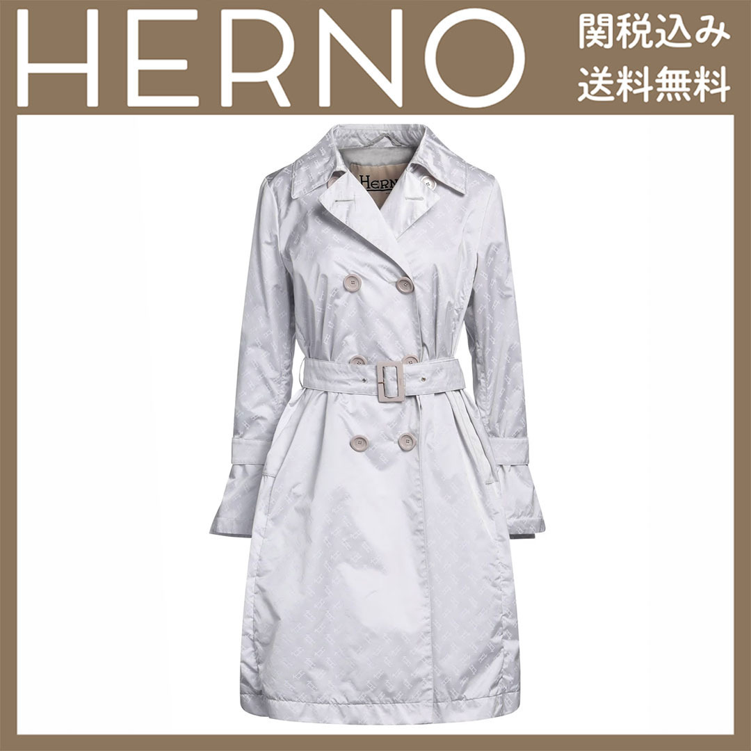 関税送料込★HERNO★トレンチコート ロゴ ダブルブレスト