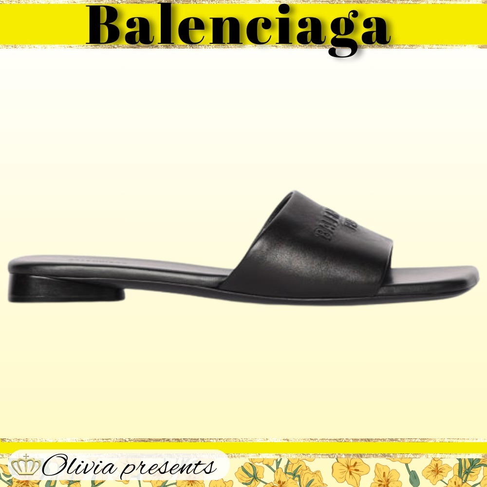 【BALENCIAGA】10mmの光沢のあるレザーサンダル