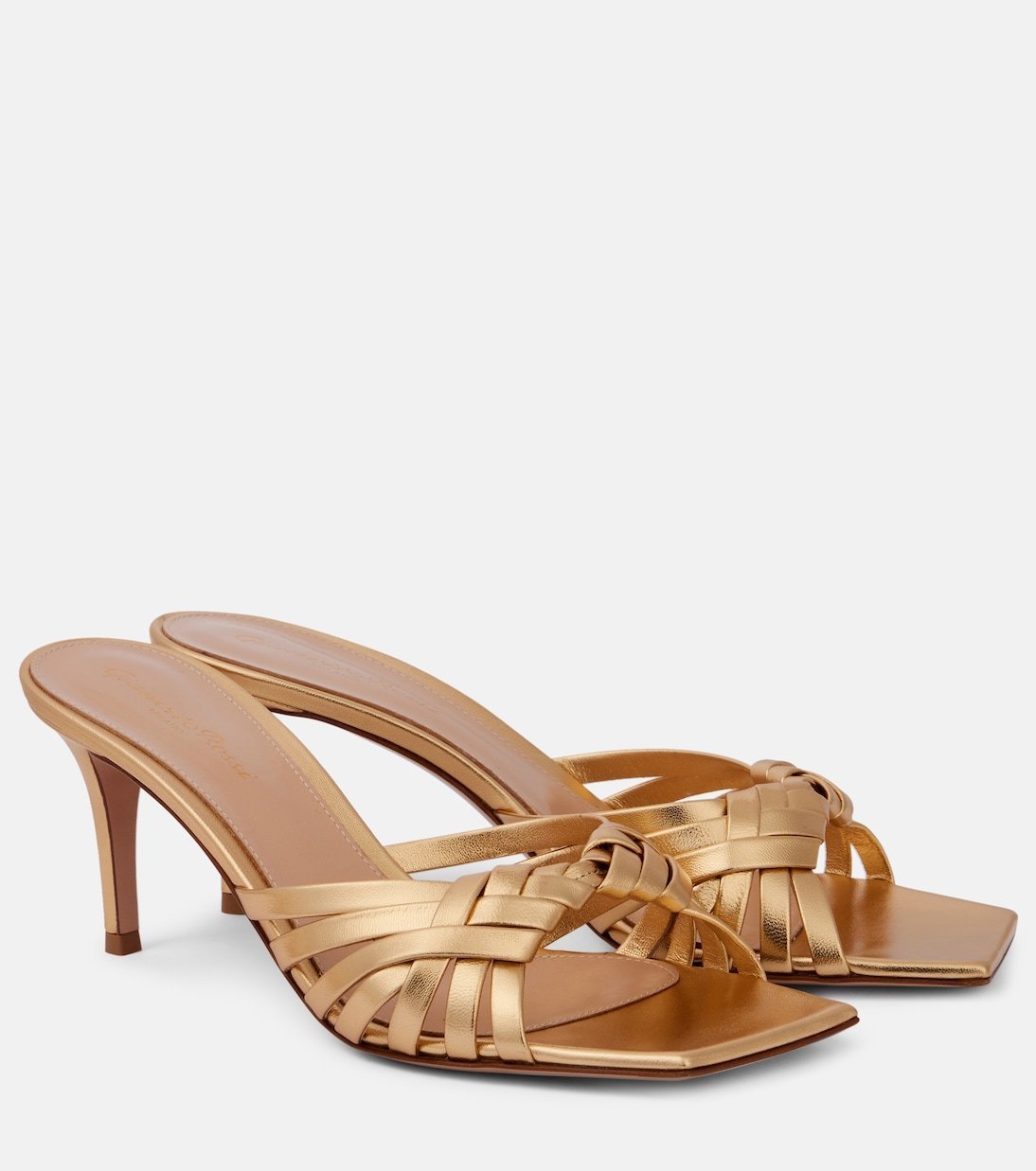 【Gianvito Rossi】 Wovenメタリックレザーミュール