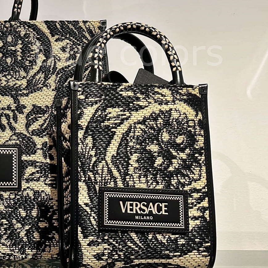 VERSACE アテナ バロッコ柄 ラフィア ミニトートバッグ