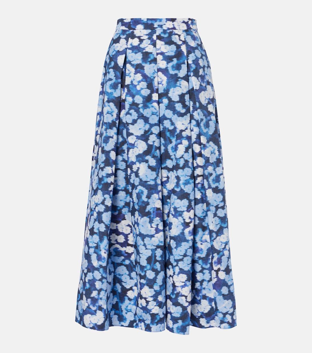 【Erdem】フローラルプリーツコットンミディスカート
