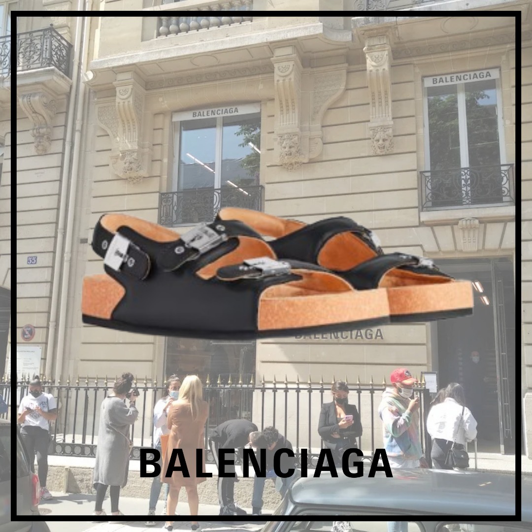 【BALENCIAGA】I Scholl フラット サンダル★ブラック