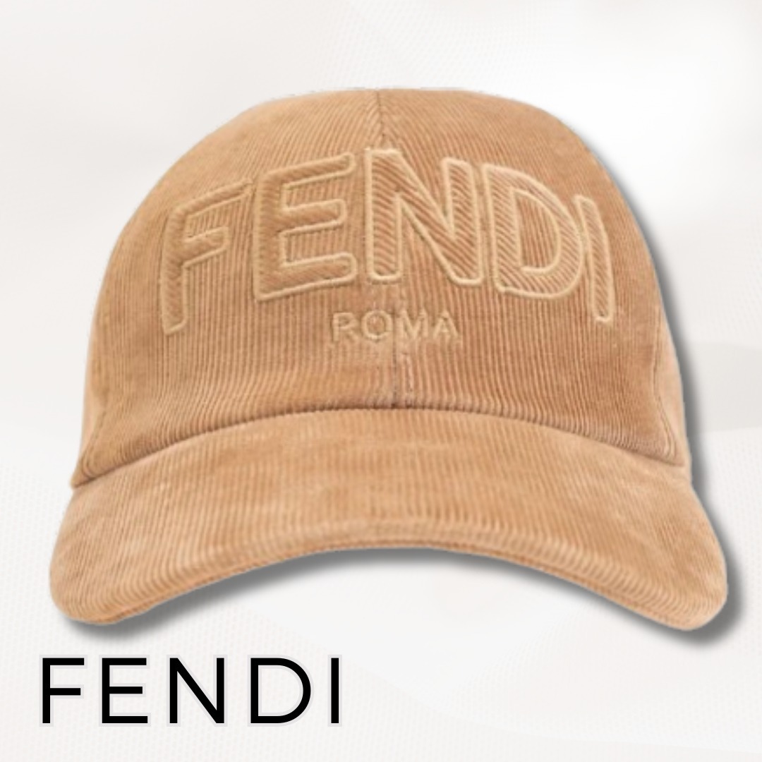 関税送料込 完売必至【 FENDI 】ロゴ刺繍 コーデュロイ キャップ