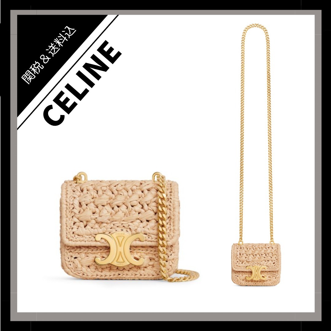 *CELINE* ラフィア テキスタイル ミニチェーンクロード