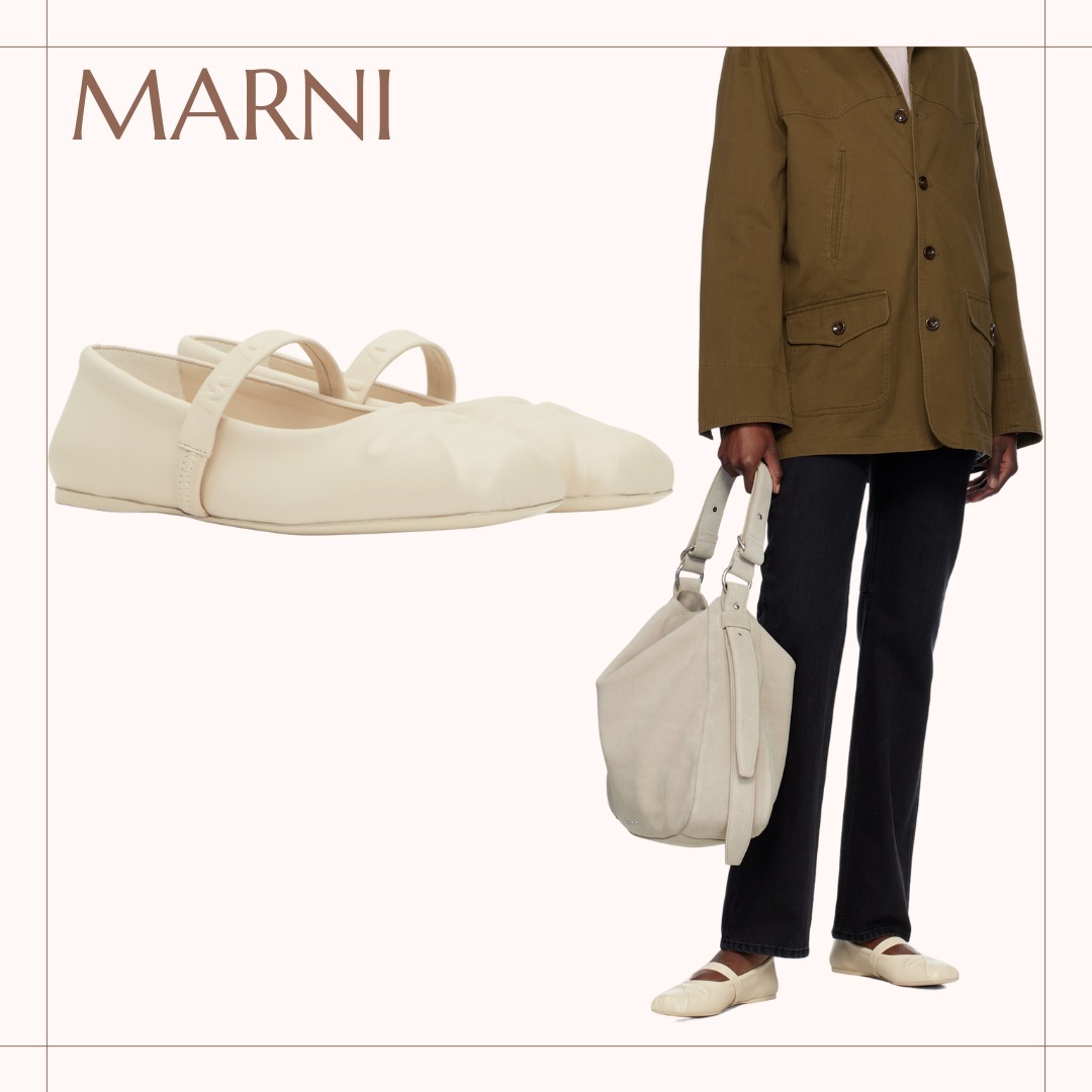 MARNI 注目アイテム☆オフホワイト Little Bow バレエシューズ