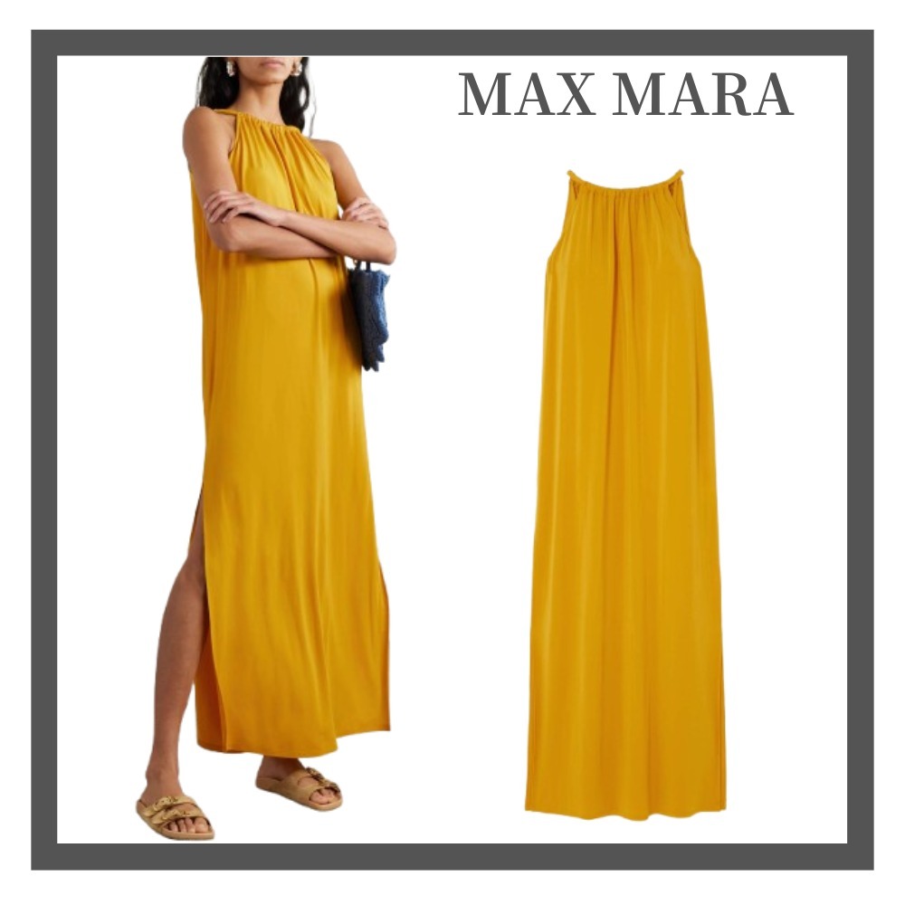 【MAX MARA】 ギャザー ストレッチ ジャージー マキシドレス