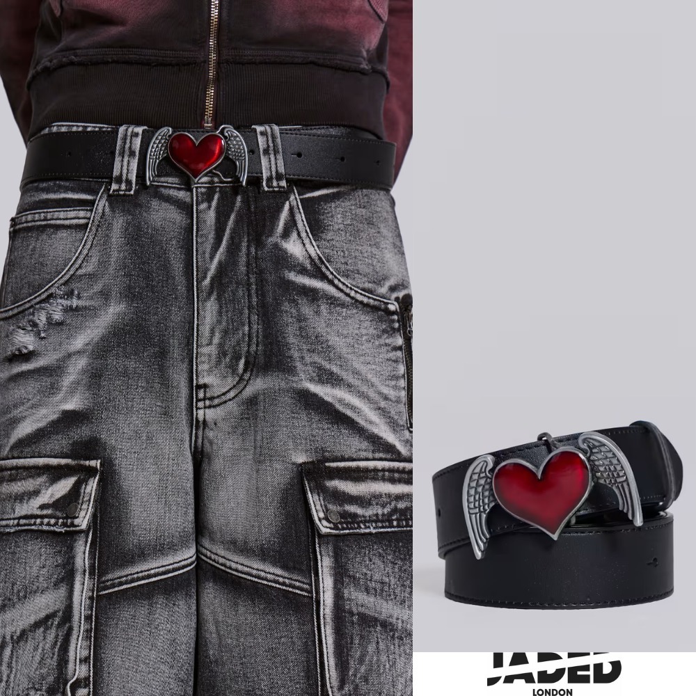 JADEDLONDON レザー レトロ ハート キューピット ベルトバックル