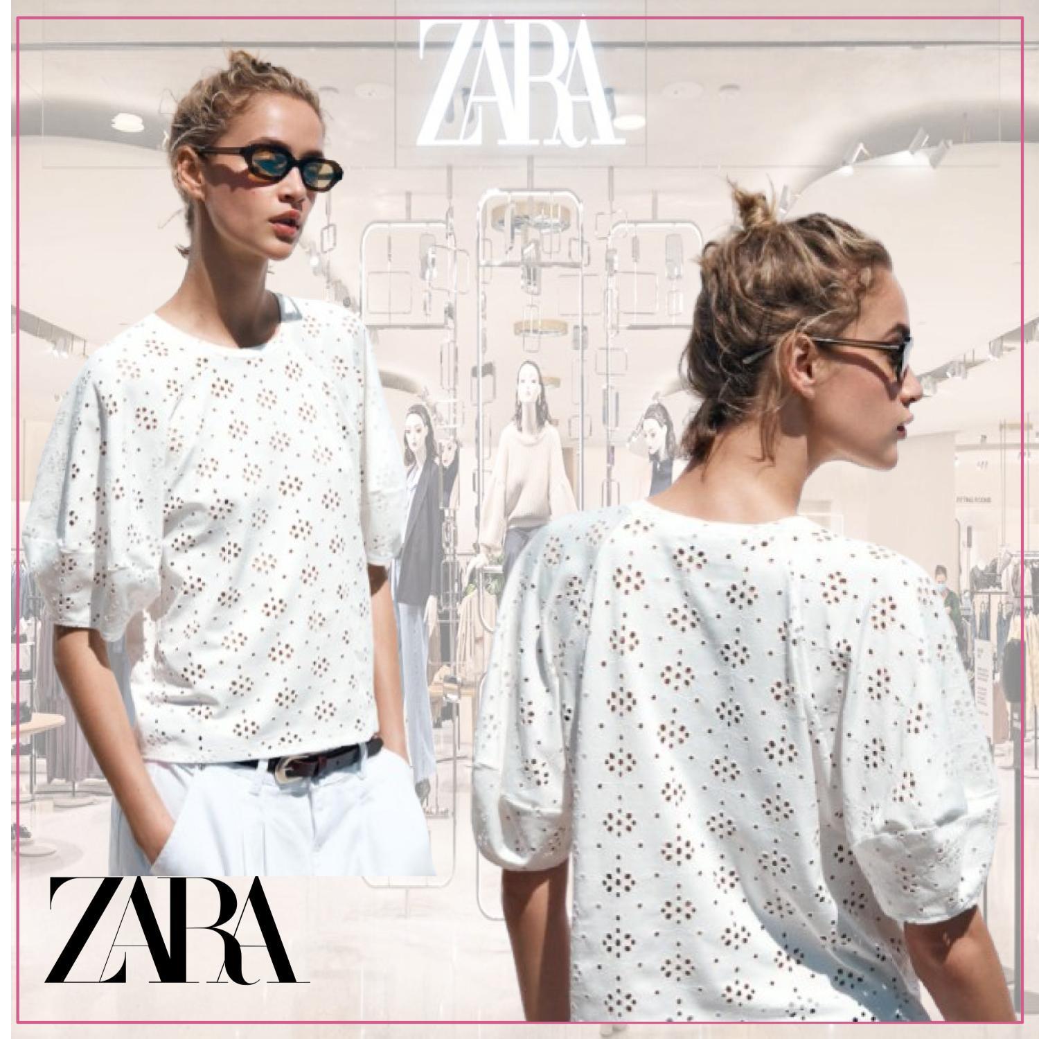 今年の流行 おすすめ ZARA パンチング刺繍入りＴシャツ