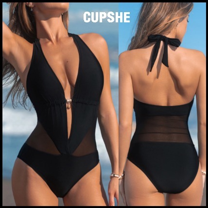 エレガント★Cupshe★メッシュ ホルター ワンピース水着