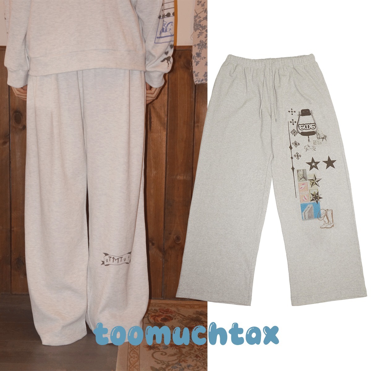 [TOOMUCHTAX] / ☆ PRINTED WAFFLE PANTS / IVORY / Jennie着用
