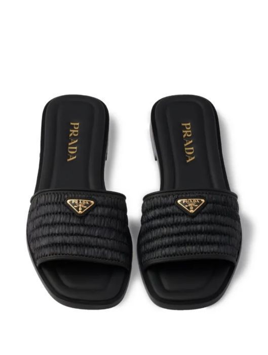【送料関税込み】PRADA ロゴ スライドサンダル ブラック