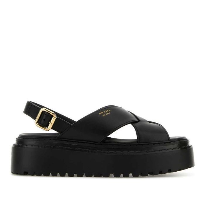 【送料関税込み】PRADA SS25 Black leather sandals
