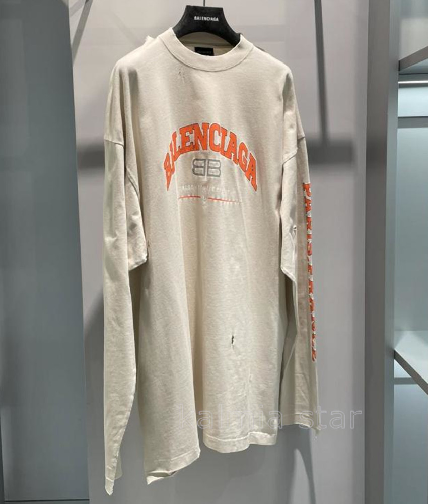●送料込●BALENCIAGA●デストロイ ダメージ加工ロングTシャツ