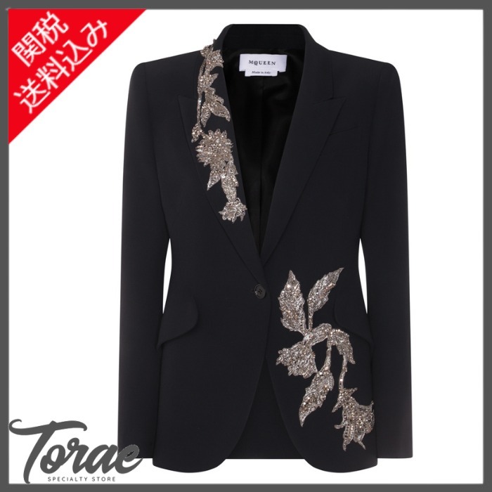 【MCQUEEN】BLACK VISCOSE BLAZER