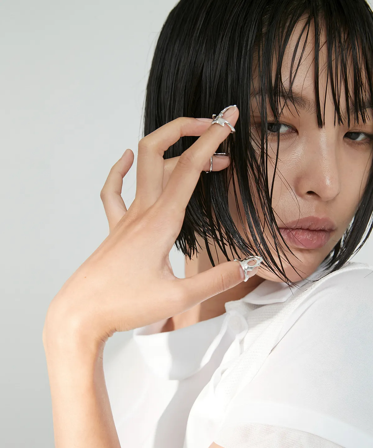 【OJOS】 Stream Nail Ring (SET) / Silver