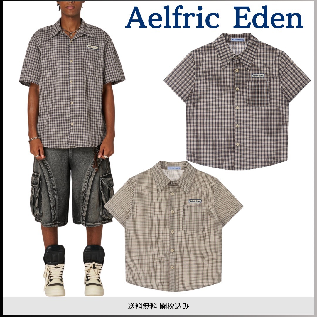◆Aelfric Eden◆ボックスチェック柄半袖シャツ