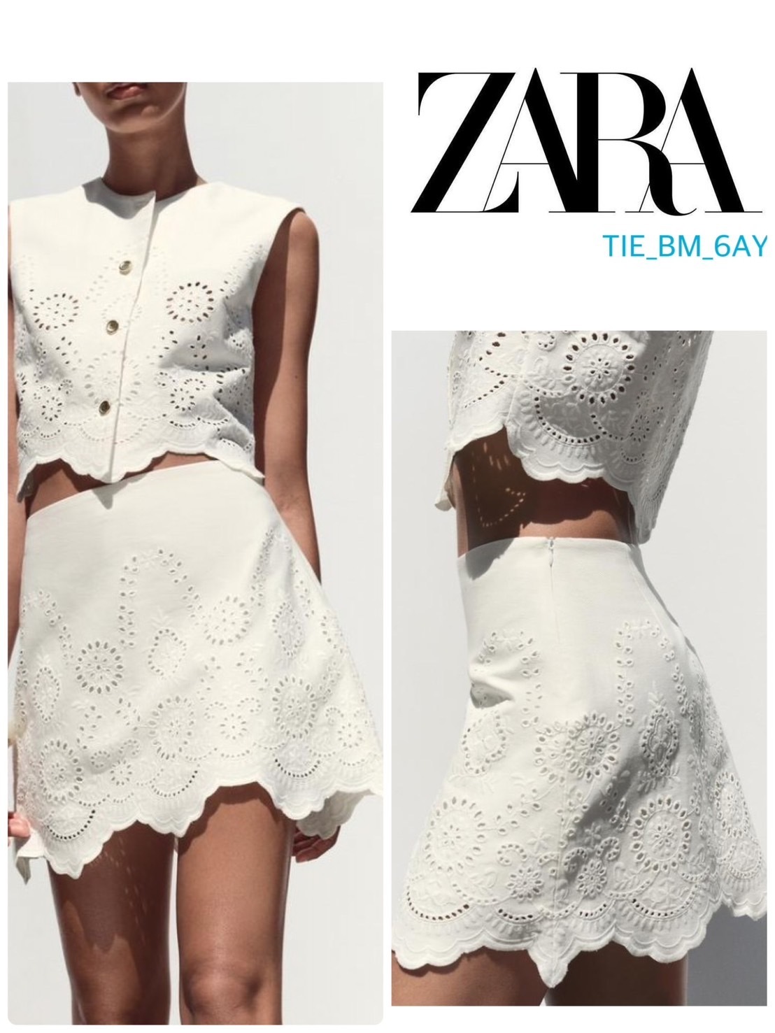 スペイン発送 ZARA パンチング刺繍スカートパンツ 今季新作！