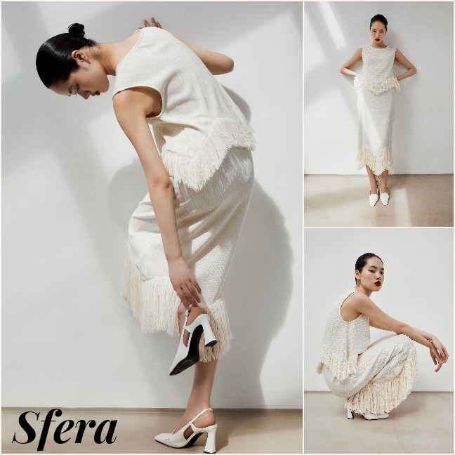 スペイン★Sfer★大人モダン魅せ 大注目フリンジお洒落スカート