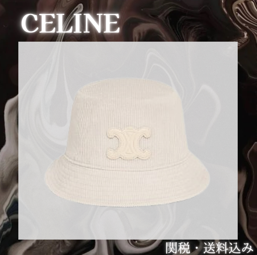 CELINE コットン トリオンフ バケットハット ホワイト