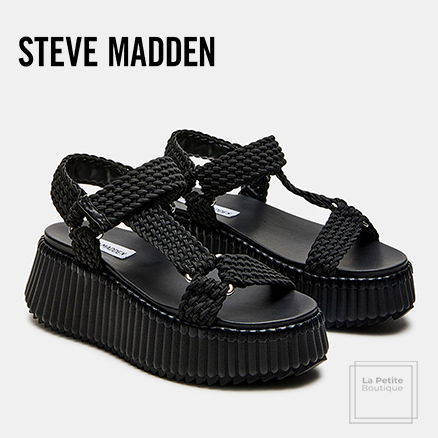 【Steve Madden】編み込み・リブソール 厚底 ストラップサンダル