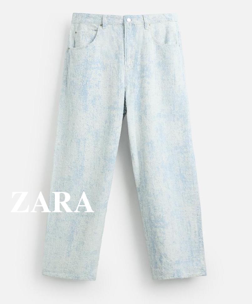 ★ドイツ発*ZARA*新作*ディストレスジャガードバギーデニム★