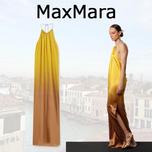 Max Mara マックスマーラ デルータ シルク スリットロングドレス