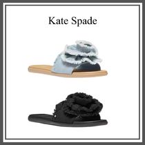 【Kate Spade New York】Flourish Canvas Flat Sandals