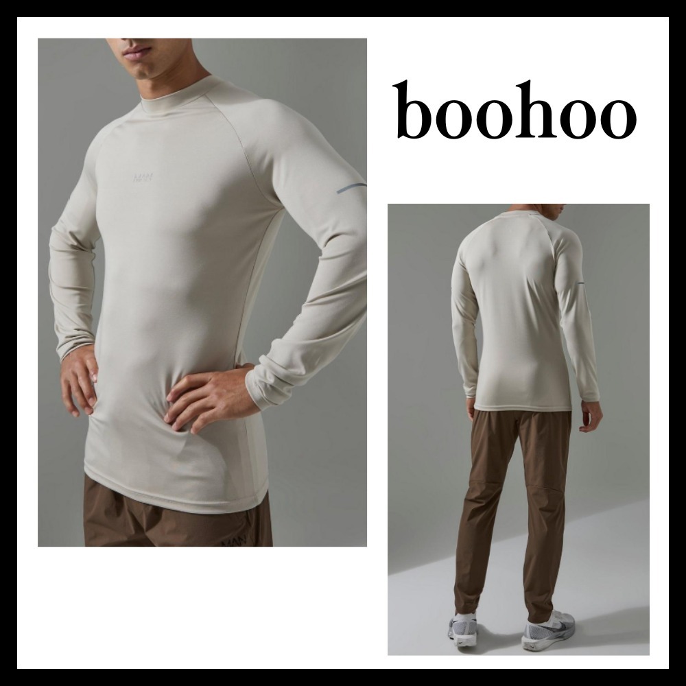 ◆ boohoo ◆ コンプレッショントレーニングトップ / sand