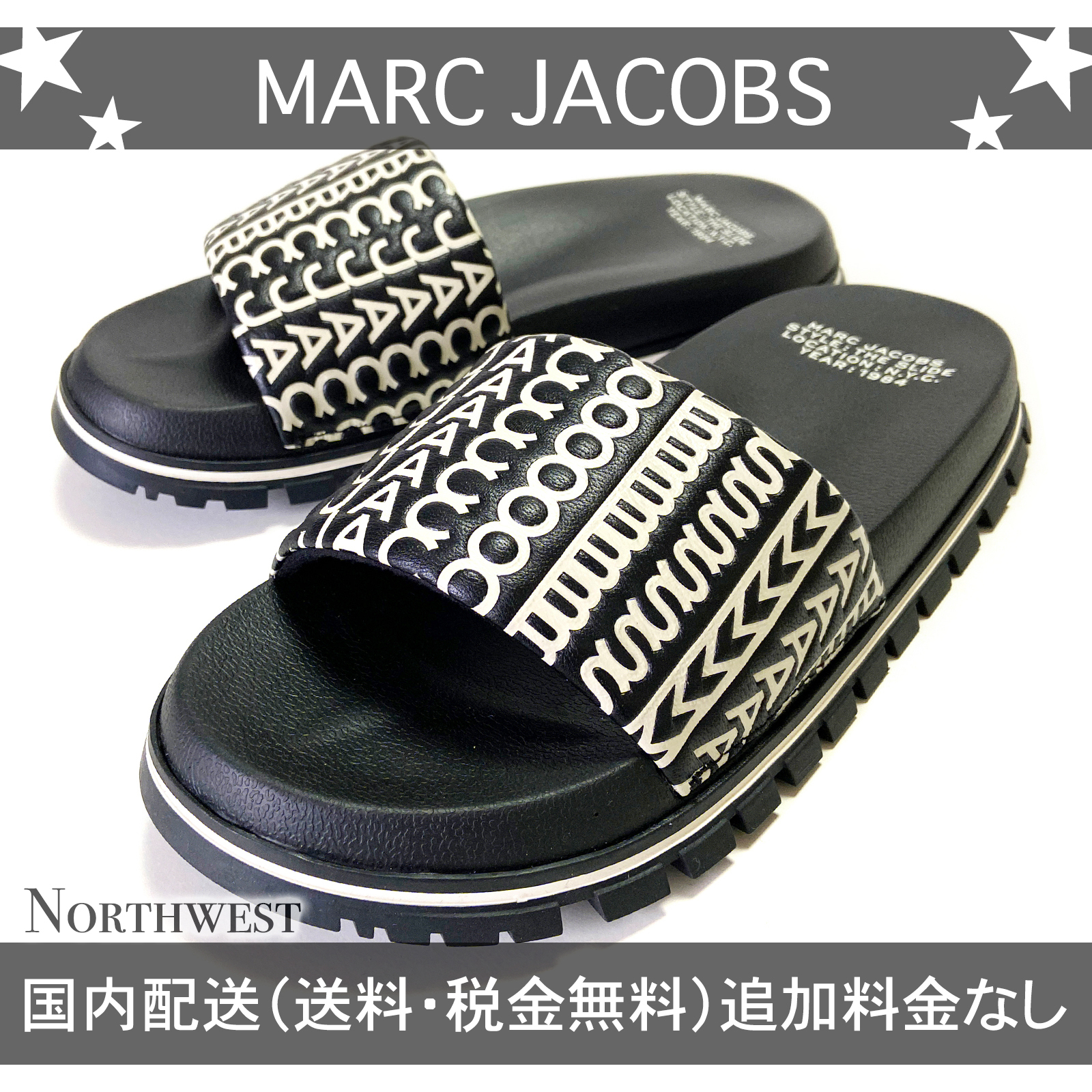 【MARC JACOBS】THE MONOGRAM SLIDE サンダル ブラック【mjl08】