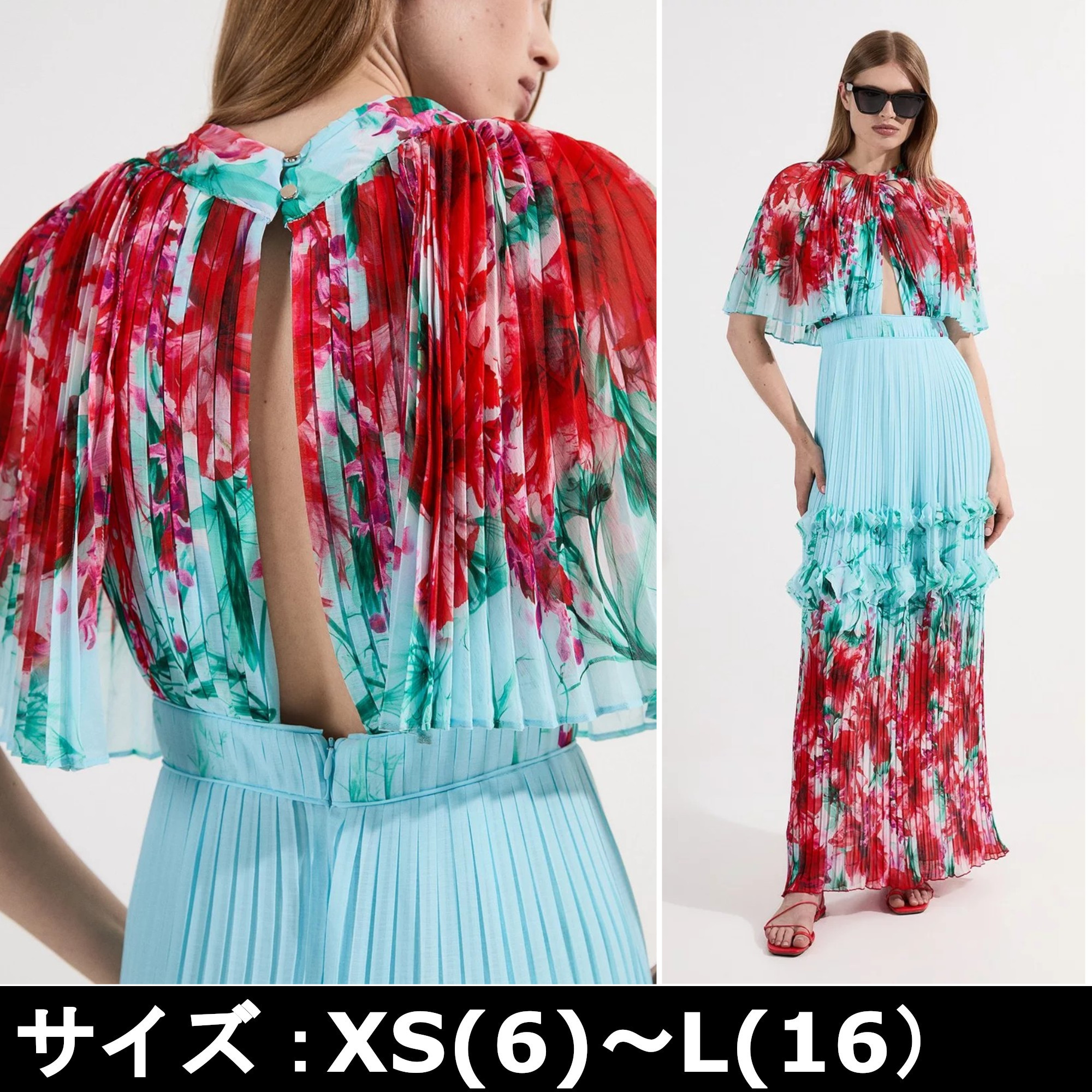 ☆KAREN MILLEN☆ 花柄 プリーツ ディテール織り マキシドレス
