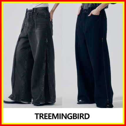 ツリーミングバード スクラッチダメージ デニムパンツ BLACK TREEMINGBIRD(トリミングバード) デニム・ジーパン(レディース