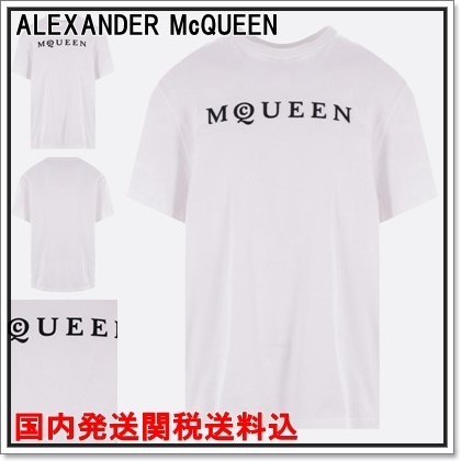 国内発 ALEXANDER McQUEEN ロゴホワイトコットン半袖Tシャツ