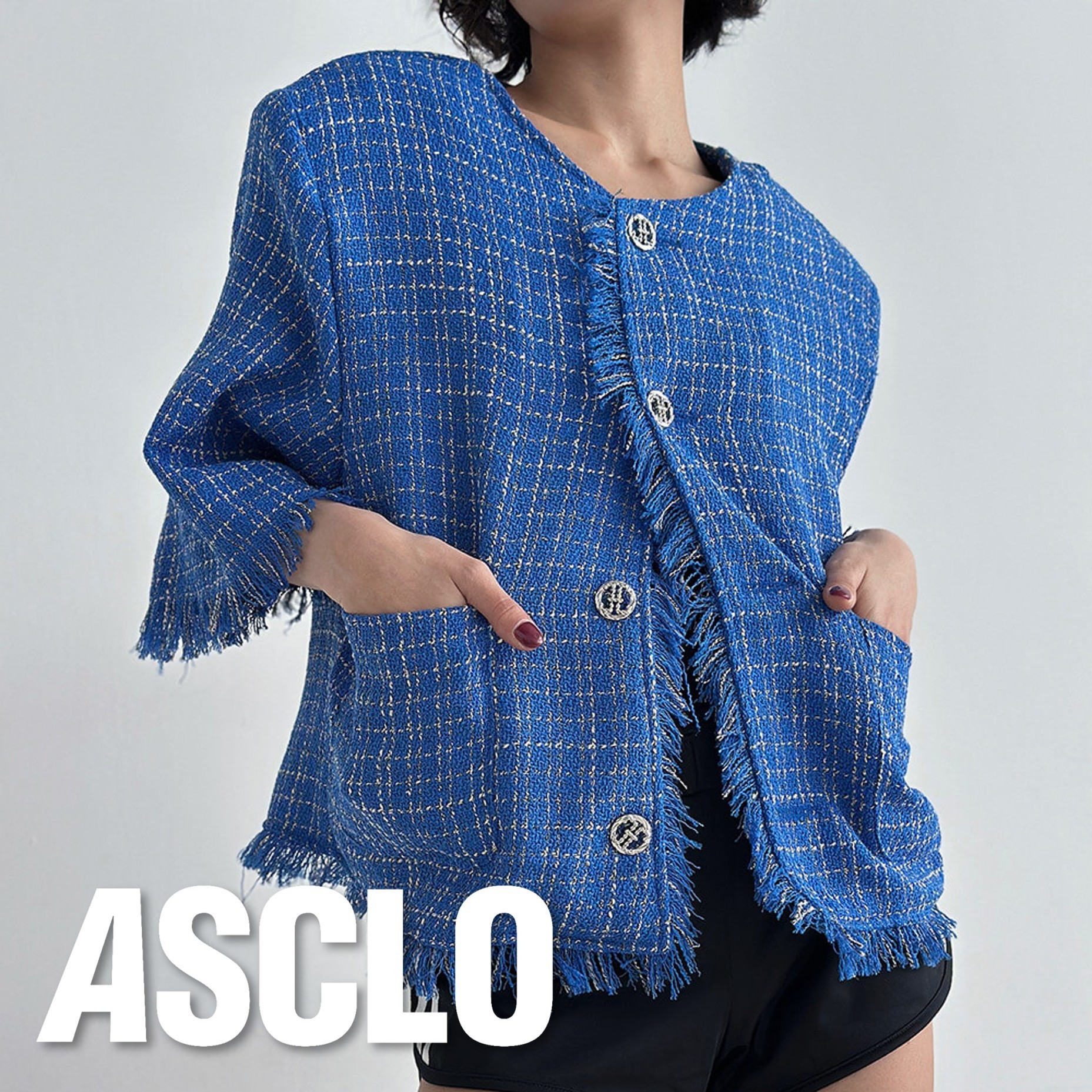 ジャケット 3 TAP Check Tweed Short Sleeve Jacket (2color)