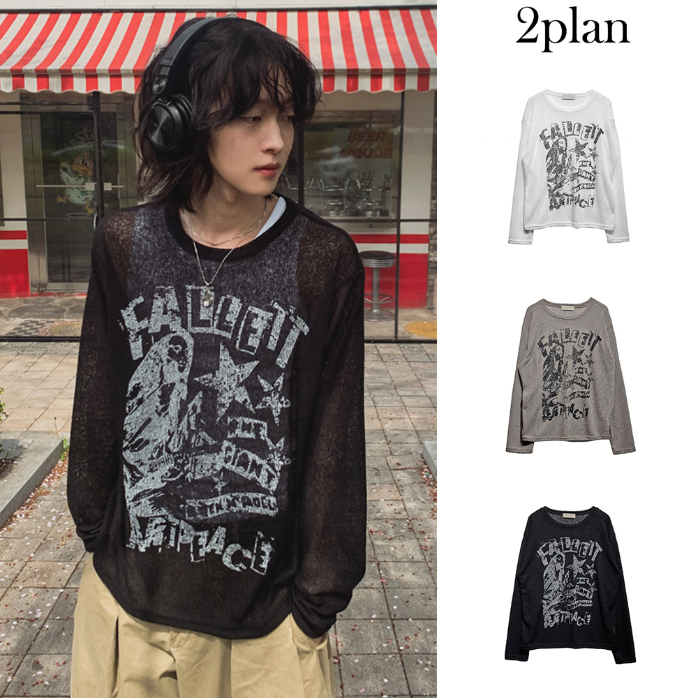 【2plan】Palette see-through long sleeve knit