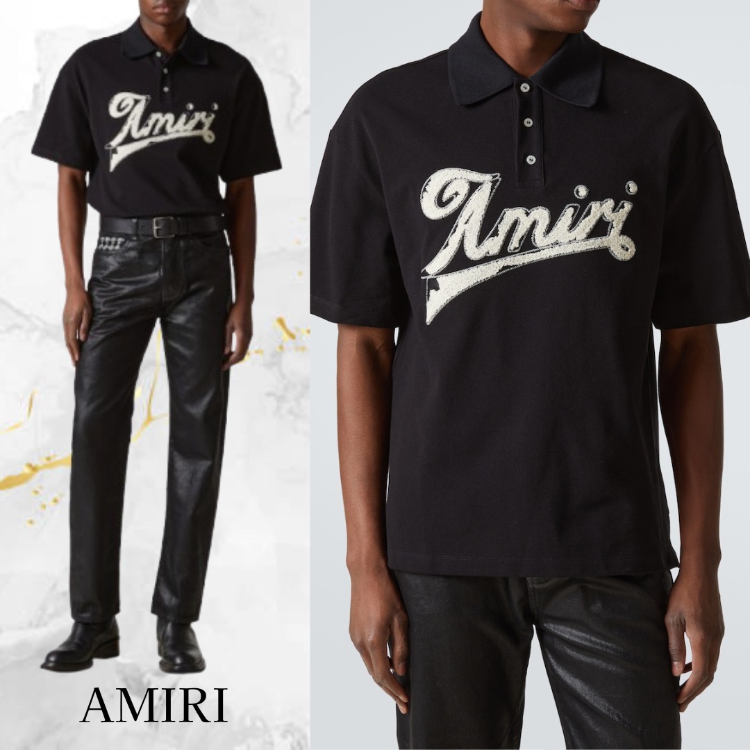 AMIRI☆ロゴ コットン ピケ ポロシャツ