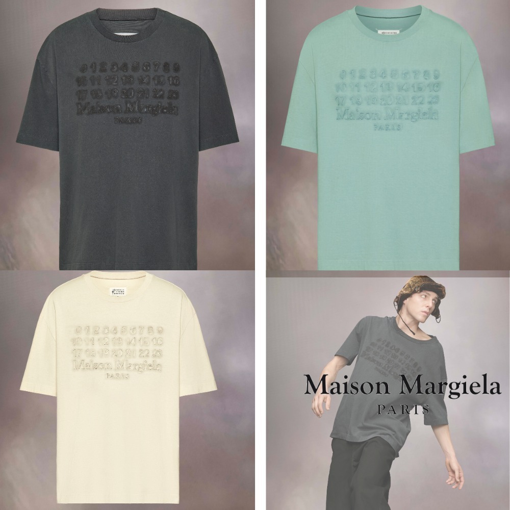 25新作 メゾンマルジェラ Tシャツ エンブロイダーロゴ メンズ