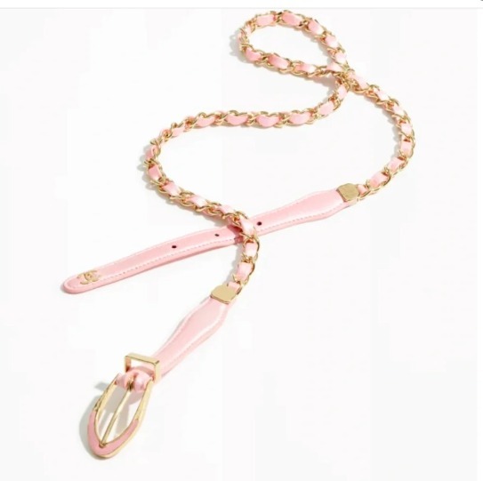 【CHANEL】シャネル １連チェーンベルト ラムスキンライトピンク