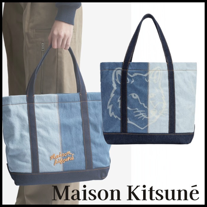 【関税込】Maison Kitsune メゾンキツネ HEAD MEDIUM DENIM TOTE