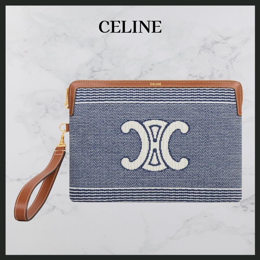 ★関税込★ CELINE トリオンフ ストライプ ポーチ クラッチ