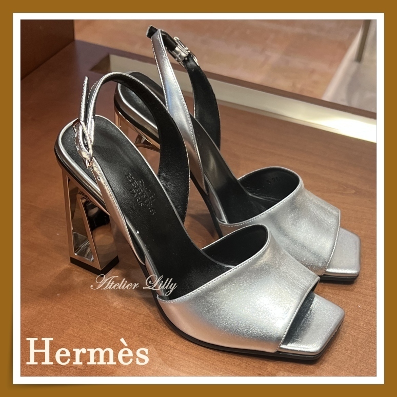 【HERMES】 足元輝く ヒール高め大胆さ ☆ Kristal 105 サンダル