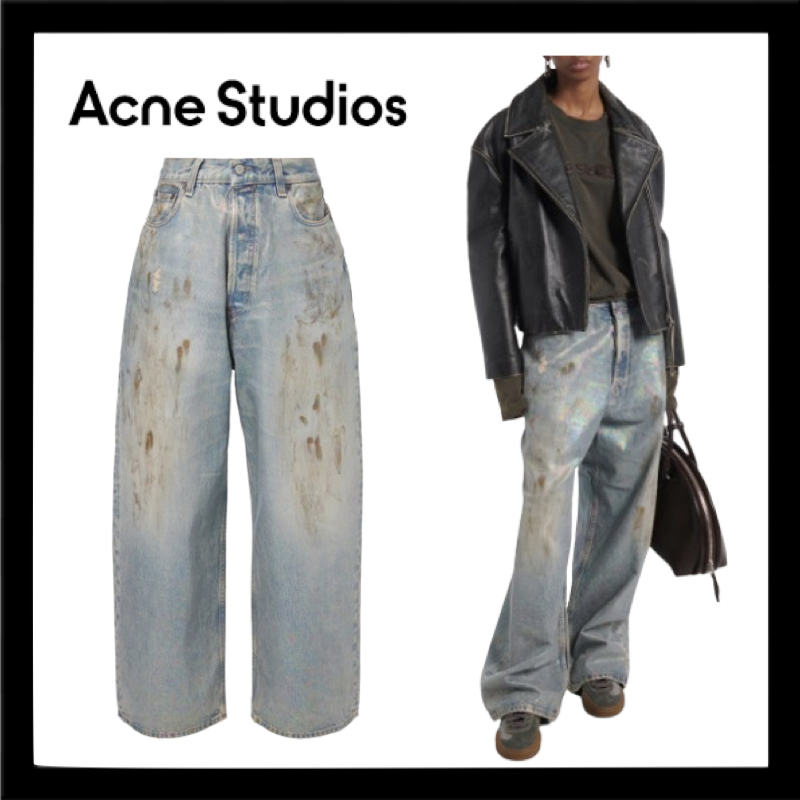 [ Acne Studios ] コーティングミッドライズワイド ジーンズ