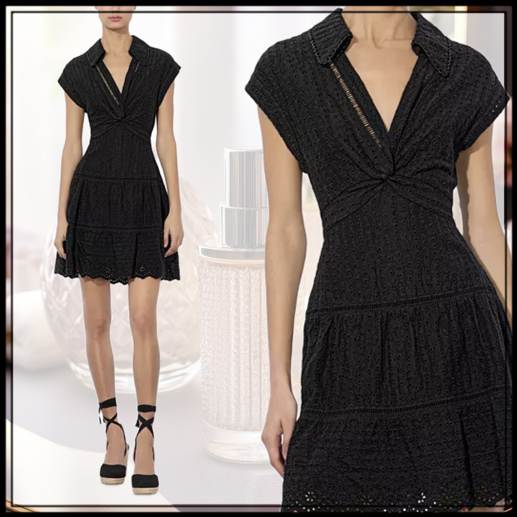 Alice+Olivia■Mila Eyelet Deep V Neck Dress■ドレス