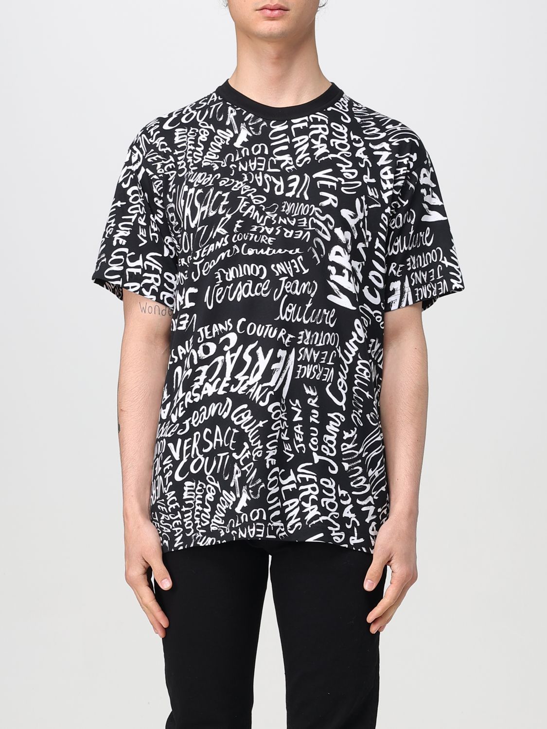 Tシャツ・カットソー VERSACE JEANS COUTURE Men T-shirt Black 78GAH6R0JS440 L01