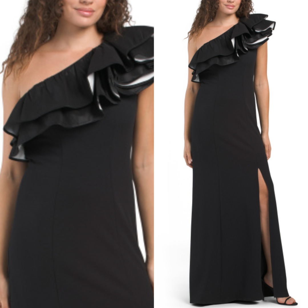 【TADASHI SHOJI】関税込★ブラックラッフルガウン