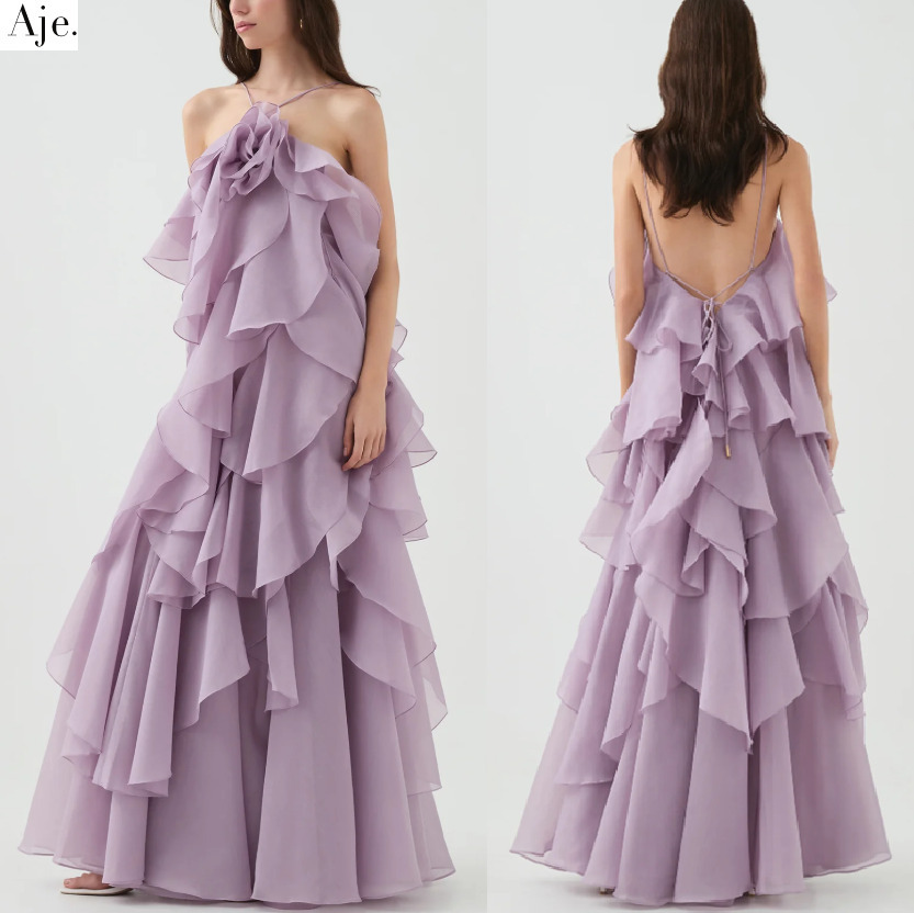 AJE★ライラックレイヤードフリルドレスPandorea Layered Maxi
