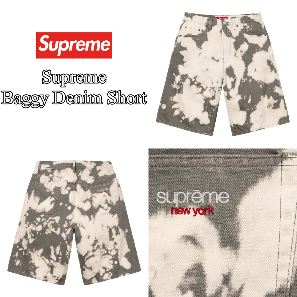 【Supreme】Baggy Denim Short★Bleached★25SS★