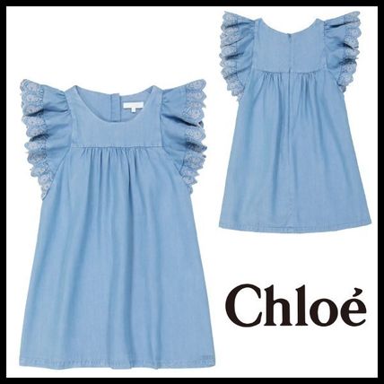 キッズワンピース・オールインワン Chloe White And Blue Cotton Suit Chloe(クロエ) キッズワンピース・オールインワン(ベビー