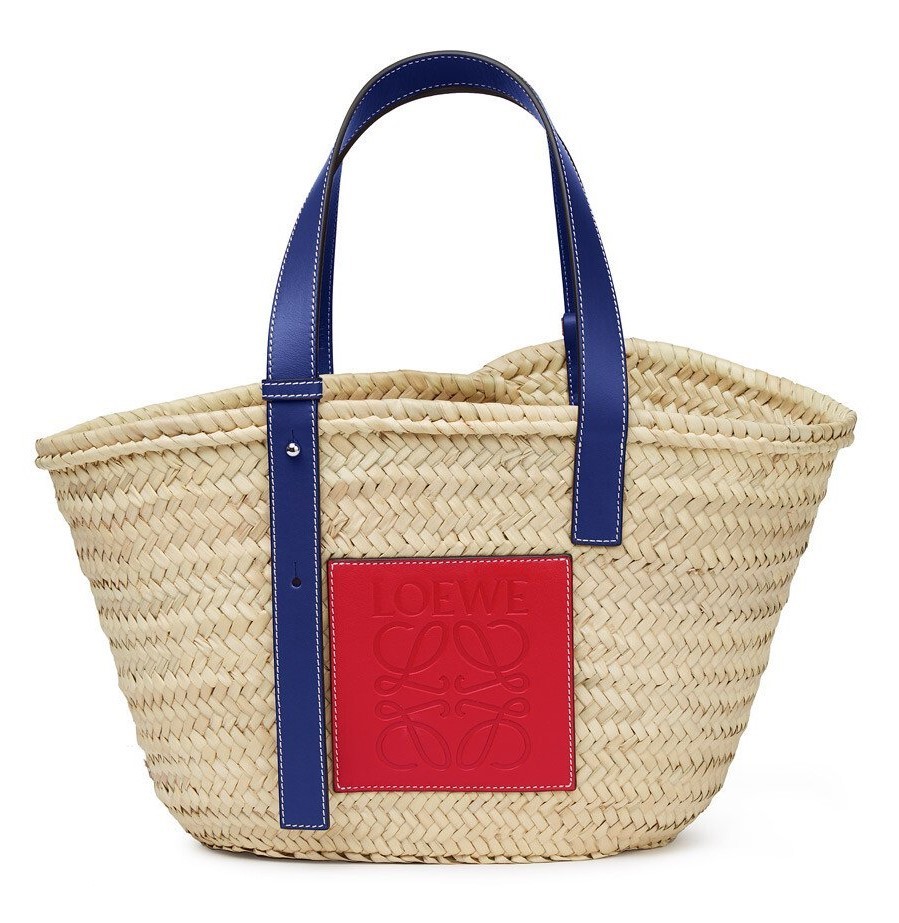 Loewe バスケットバッグ ナチュラル/レッド/ブルー