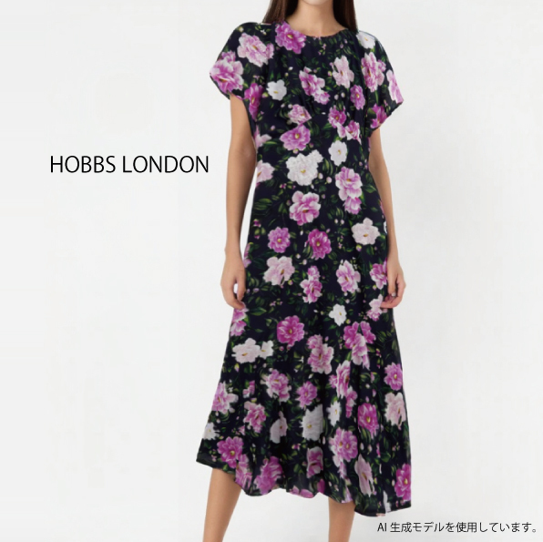 【HOBBS LONDON】Lalena Sequin FloralDress スパンコールドレス