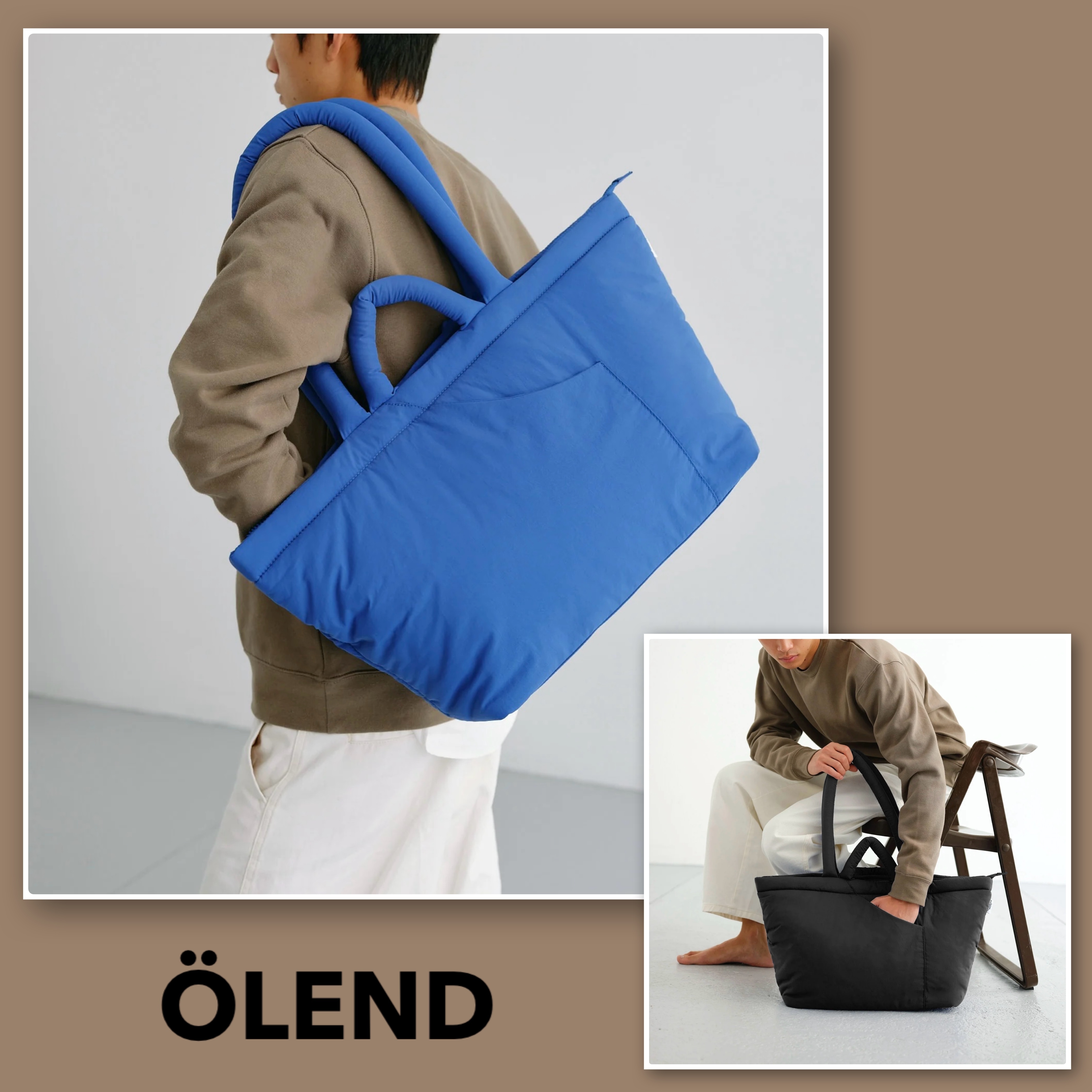 【OLEND】Nuage Bag 軽量で大容量 ジッパー付きトートバッグ